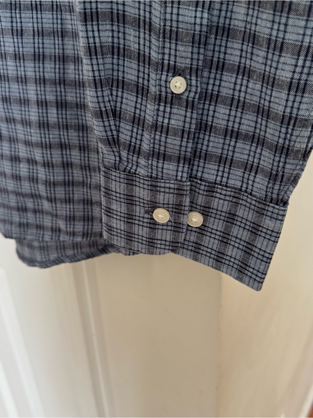 Free Assembly Men’s Linen Blend Plaid Button Down Shirt L Blue Relaxed Fit - Picture 9 of 16